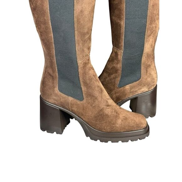 NEW Steve Madden Brown Suede Tall Platform Block Heel Boots sz 11 - Picture 6 of 14